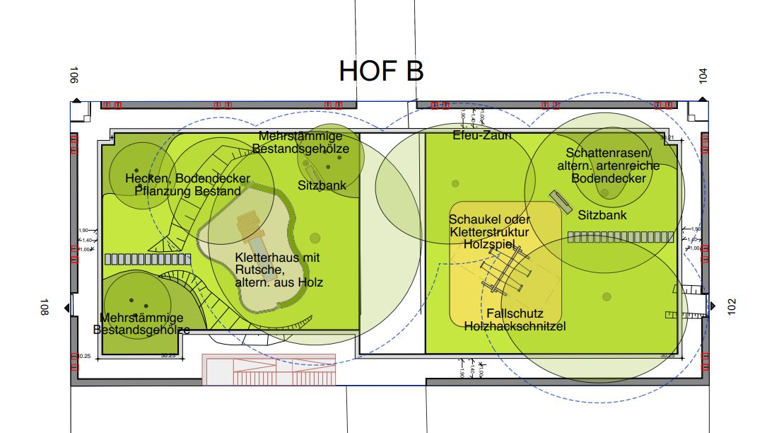 Lageplan Außenanlagen Hof B Friedrich-Ebert-Hof 