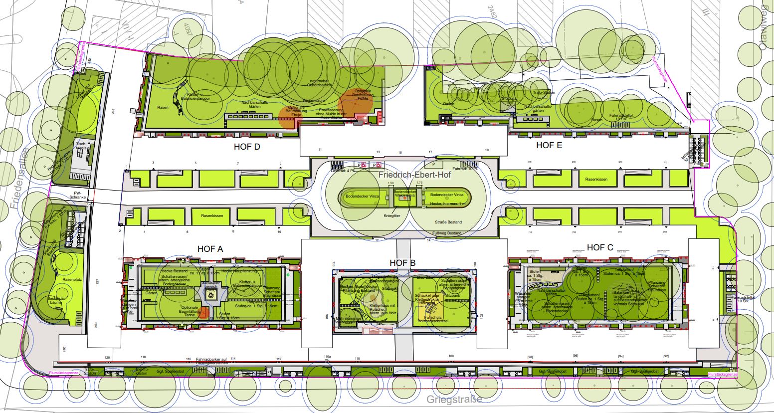 Lageplan Außenanlagengestaltung Friedrich-Ebert-Hof